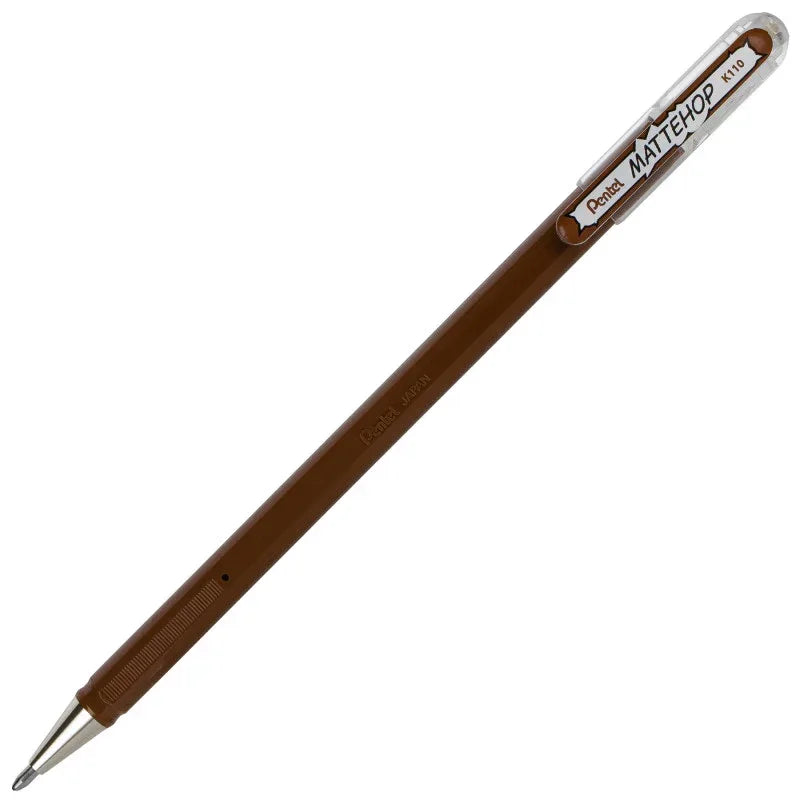 Hybrid MATTEHOP Gel Roller, 1.0mm, Matte Brown Ink. Pack of 12
