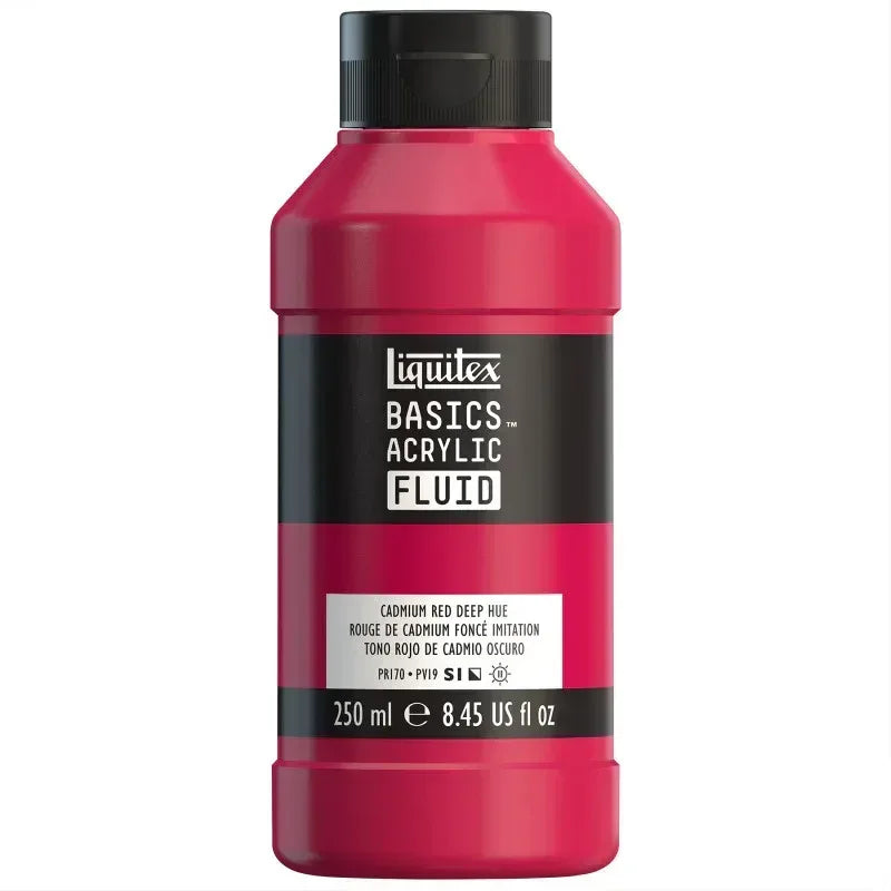 BASICS Acrylic Fluid, 250 mL, Bottle, Cadmium Red Deep Hue