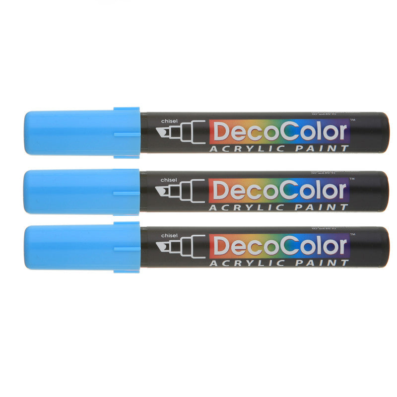 DecoColorÂ® Acrylic Paint Marker, 315-S, Chisel Tip, Light Blue #10, Set of 3