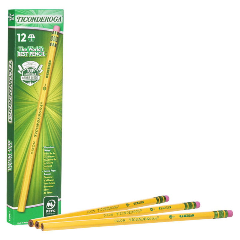 Original Ticonderoga&reg; Pencils, No. 1 Extra Soft Yellow, Unsharpened, Box of 12
