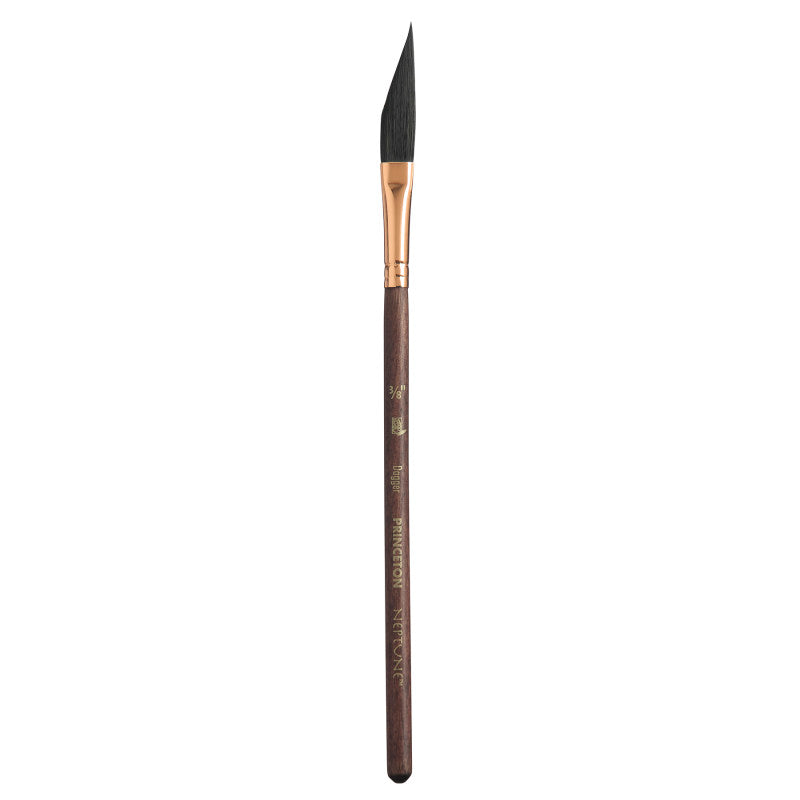 Neptune Dagger Brush, Synthetic Bristles, Short Handle Watercolor Paintbrush, Dark Wood, Size 3/8 inch, 1 Count