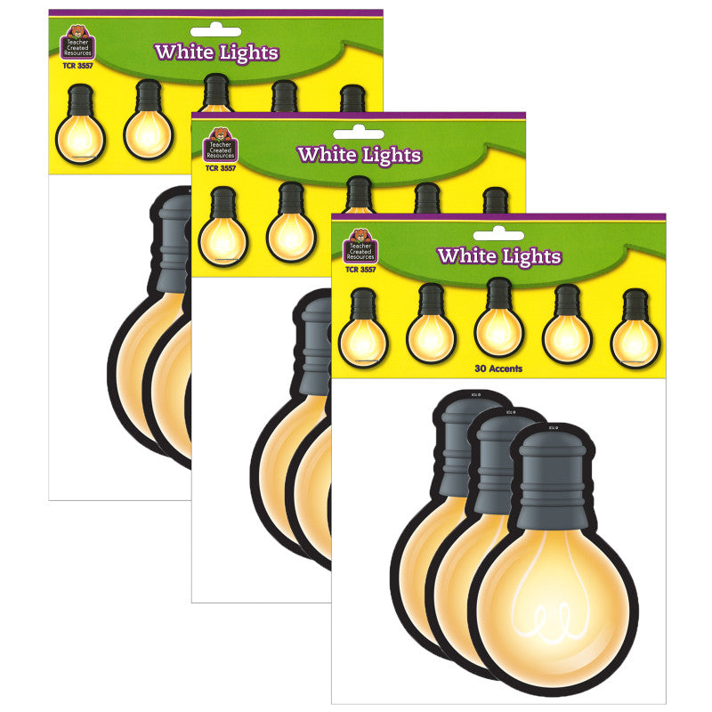 White Light Bulbs Accents, 30 Per Pack, 3 Packs
