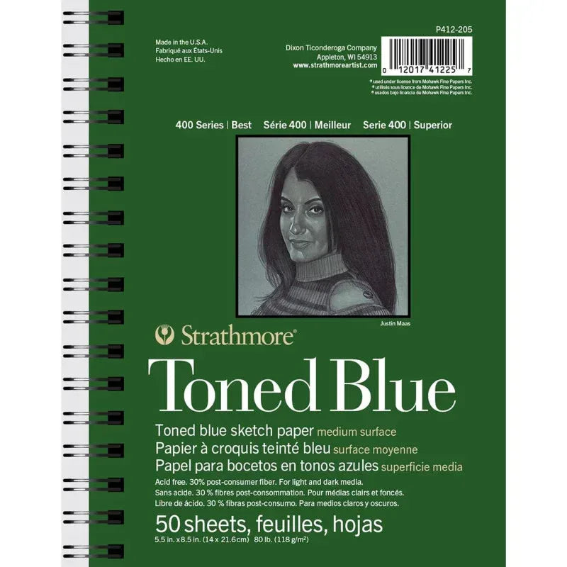 400 Series Sketch Pad, Recycled, Toned Blue, Side Wire Binding, 50 Sheet, 5.5x8.5 inch, 1 Count