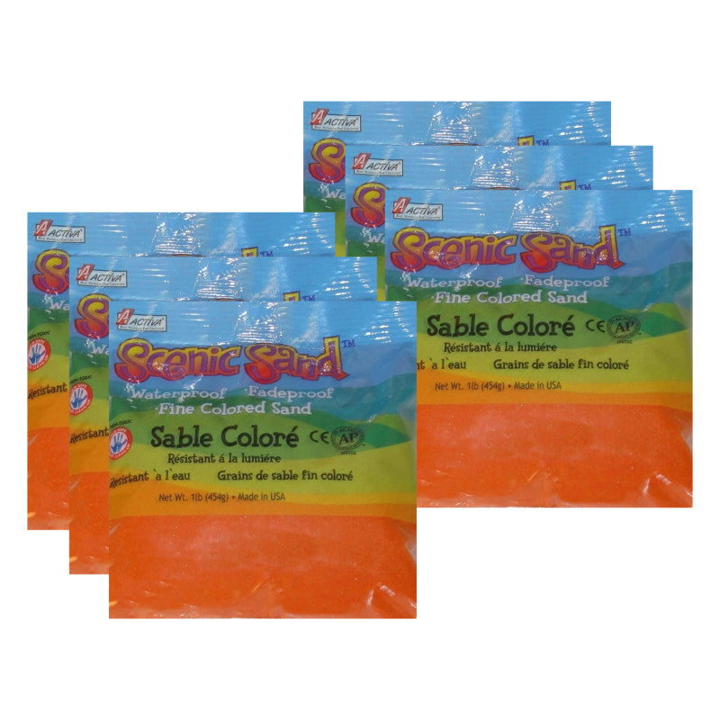 Scenic Sandâ¢ Craft Colored Sand, Orange, 1lb (454g) Bag, Pack of 6