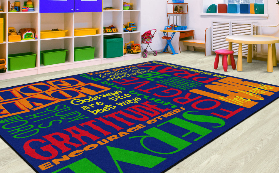 WALK HIS WALK BLUE RECTANGLE CARPETS 7'6 x 12'