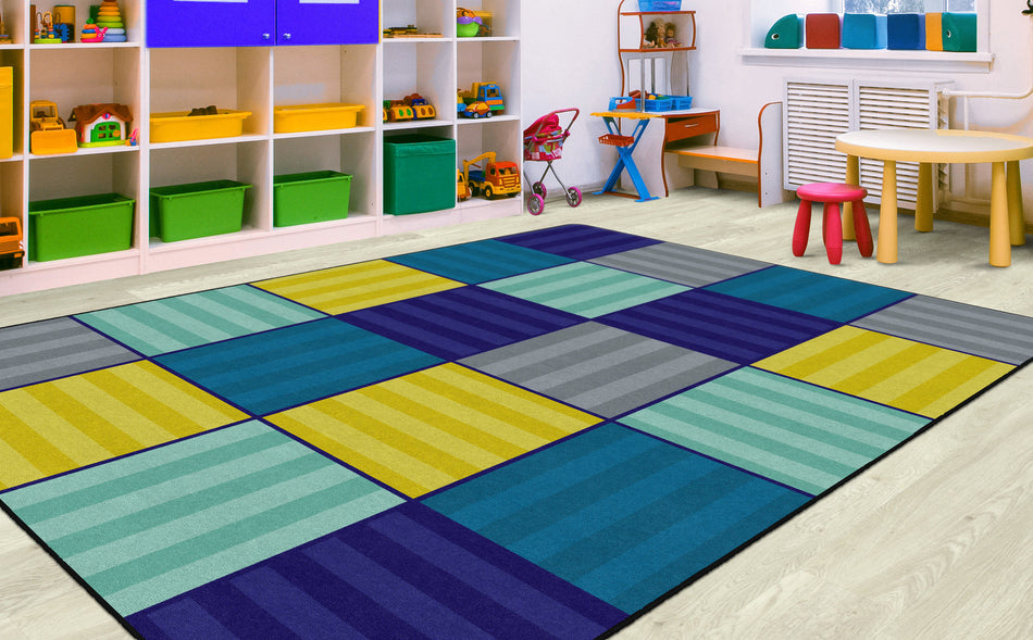 CALMING BLOCKS COOL RECTANGLE CARPETS 7'6 x 12'