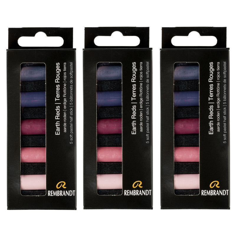 Soft Pastels Micro Sets, Earth Reds Per Set, 5 Half Sticks, 3 Sets