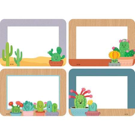 Happy Cactus Crew Name Tags/Labels - Multi-Pack, 3-1/2" x 2-1/2", Pack of 36