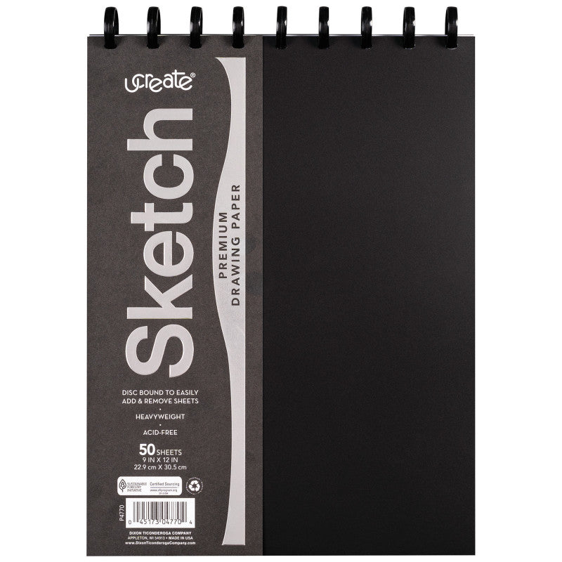 Disc Bound Sketch Book, 9" x 12", 50 Sheets