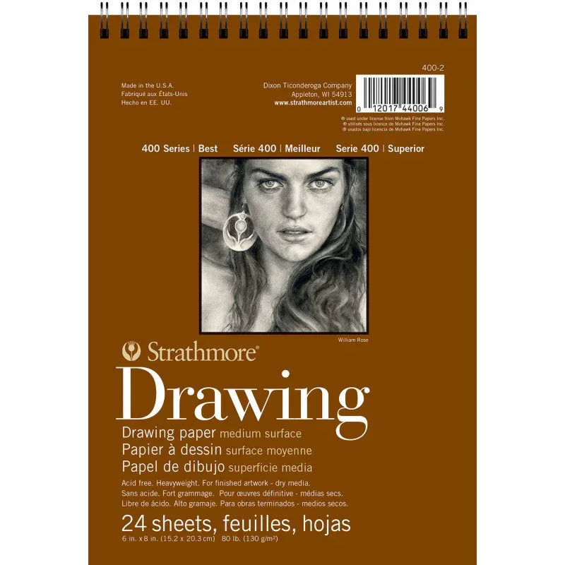 400 Series Drawing Pad, Smooth Finish, Wire Binding, 24 Sheet, 6x8 inch, 1 Count