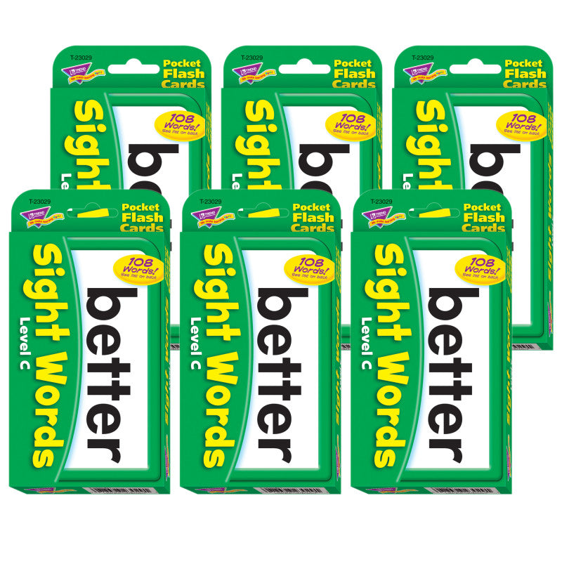 Sight Words &ndash; Level C Pocket Flash Cards, 6 Packs