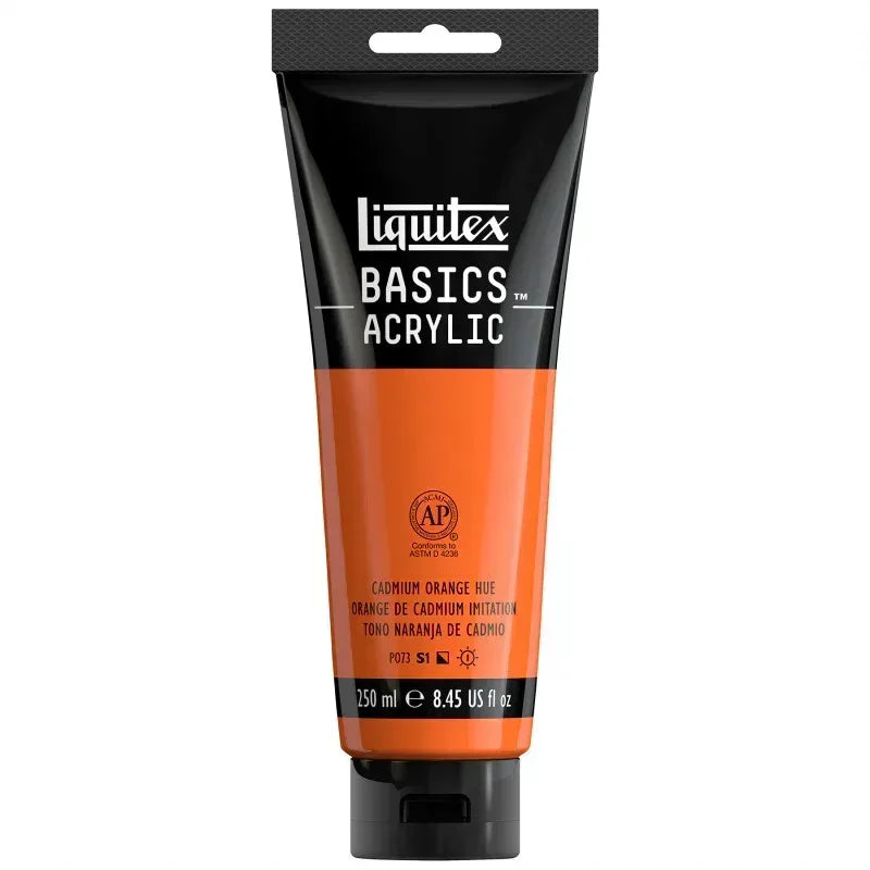 BASICS Acrylic Paint, 250 mL, Tube, Cadmium Orange Hue
