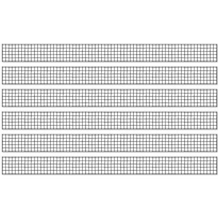 Creatively Inspired Black & White Grid Straight Borders, 36 Feet Per Pack, 6 Packs