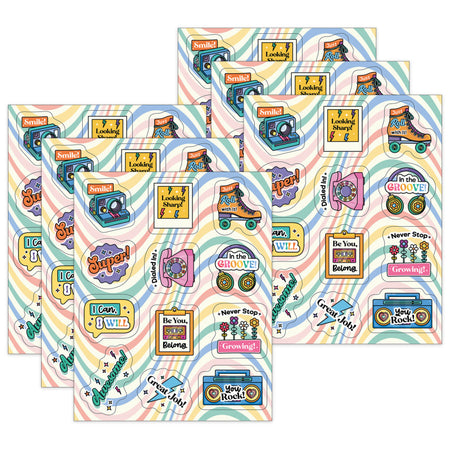 Happily Ever Elementary Retro Remix Motivators Motivational Stickers, 72 Per Pack, 6 Packs