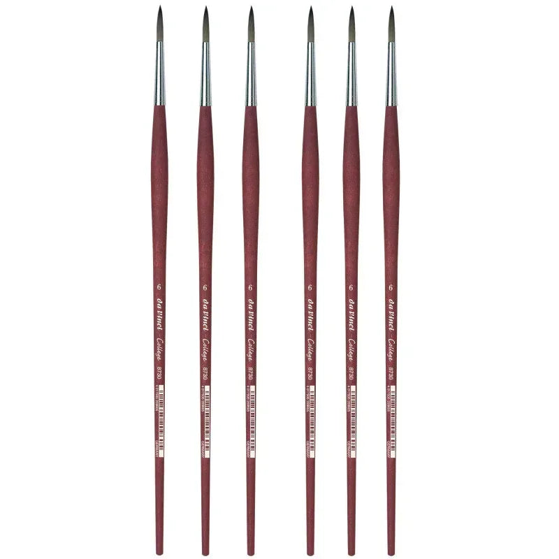 COLLEGE Student Brush, Synthetic, Acrylic & Oil, Round, Series 8730, Size 6, Pack of 6