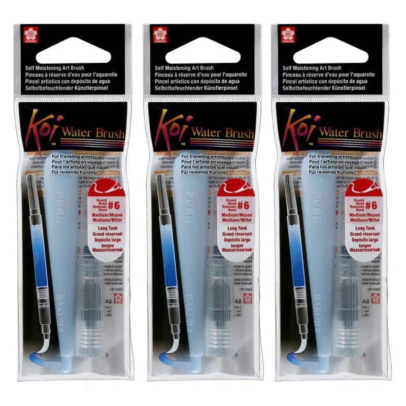 Koi Water Brush, 9mL Tank, Round, Medium, Pack of 3