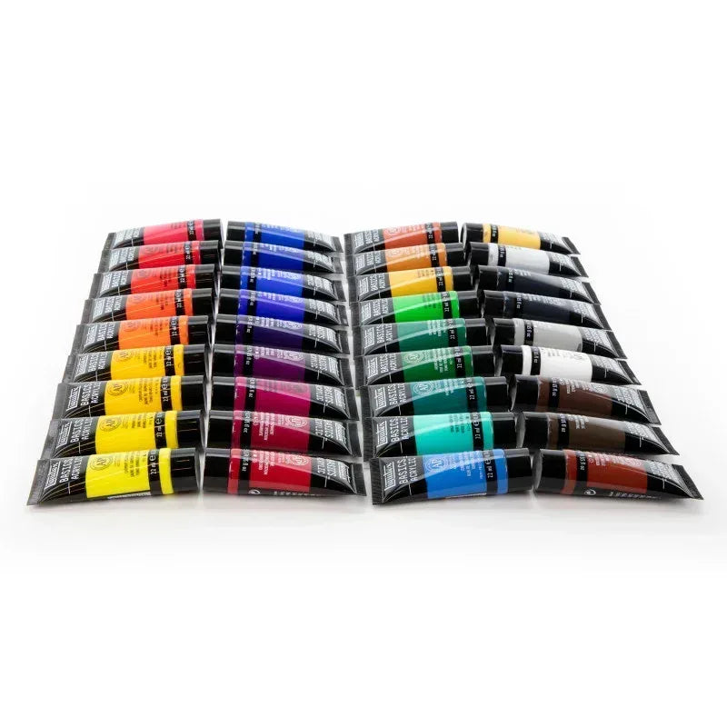 BASICS Acrylic Paint, Basic Colors, 22 mL Tubes, Set of 36