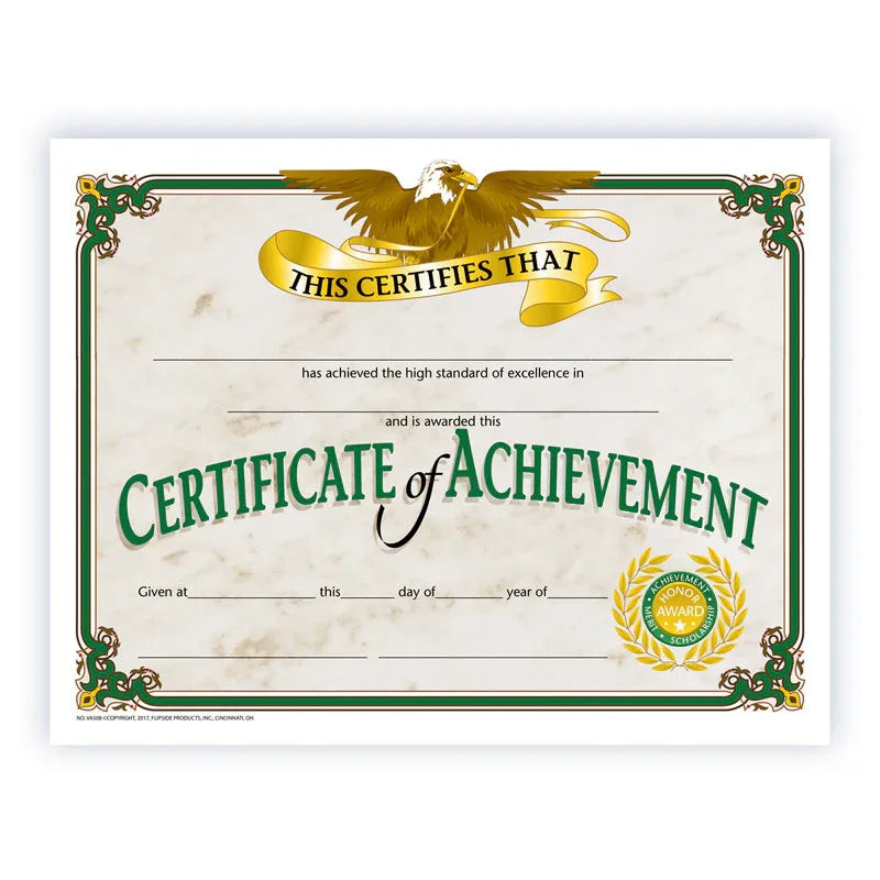 Certificate of Achievement, 8.5" x 11", Pack of 30