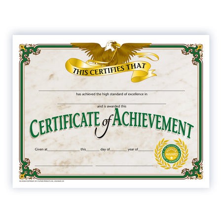 Certificate of Achievement, 8.5" x 11", Pack of 30