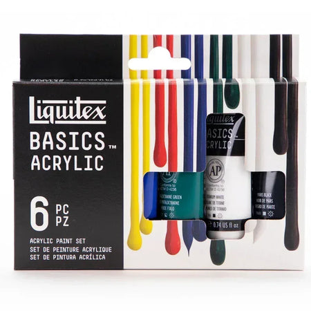 BASICS Acrylic Color, 22 mL Tubes, Primary Colors, Set of 6