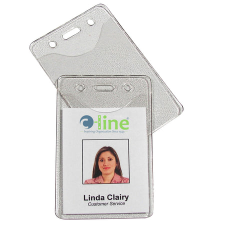 Heavy Duty ID Badge Holders, Vinyl, Vertical, 2-3/8 x 3-3/8, Box of 100