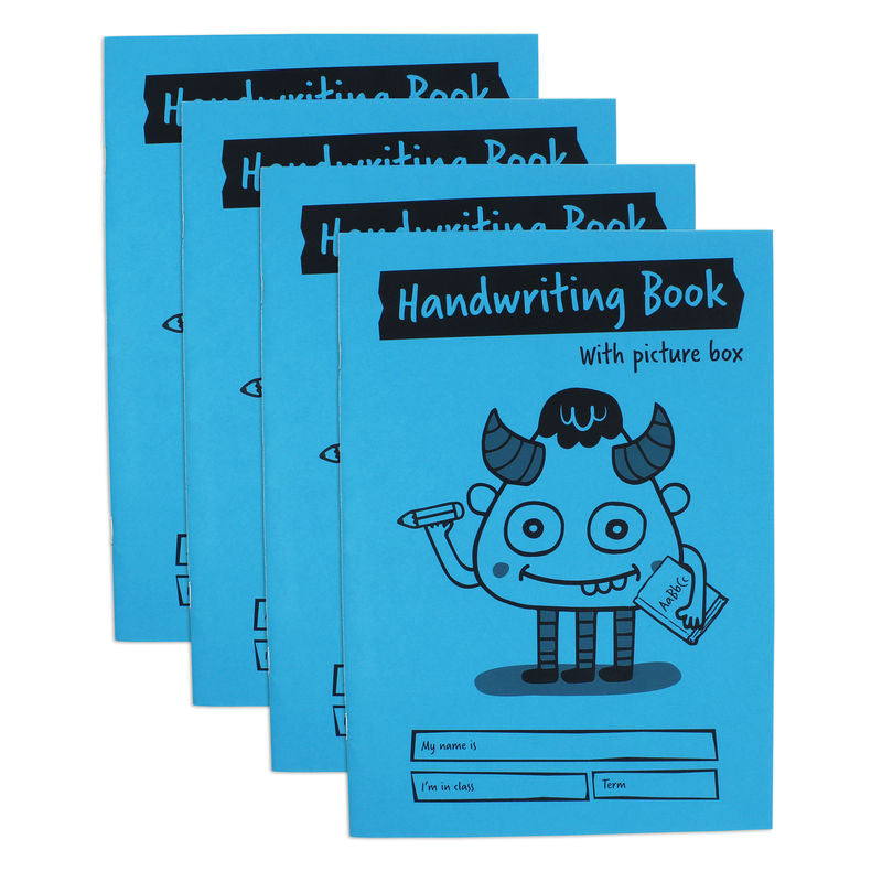 Little Monsters Handwriting Book with Picture Box, A4, 32 Pages, Blue, 4-Pack