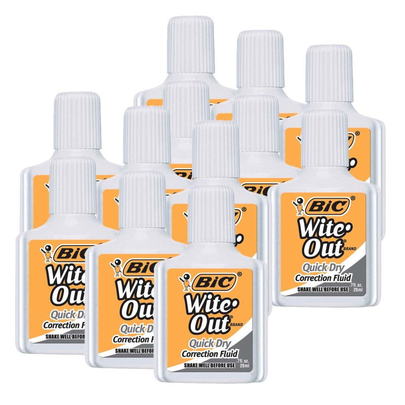 Wite-Out&reg; Quick Dry Correction Fluid, Pack of 12