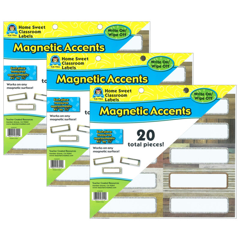 Home Sweet Classroom Labels Magnetic Accents, 20 Per Pack, 3 Packs