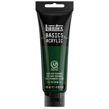 BASICS Acrylic Paint, 118 mL Tube, Permanent Green Deep