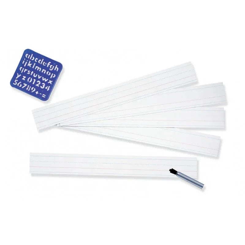 Zaner-Bloser&trade; Sentence Strips, White, 1-1/2 in x 3/4 in x 3/4 in ruled 3" x 24", 100 Strips