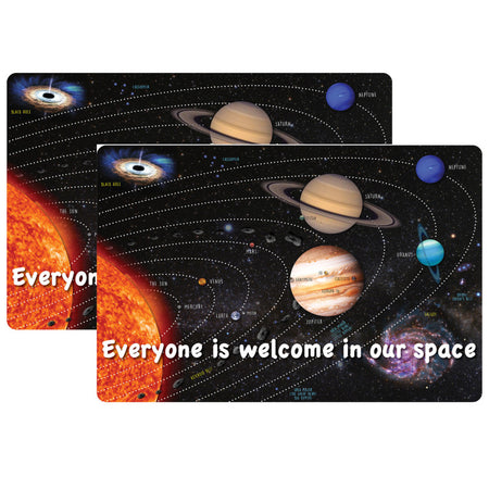 Welcome Mat with Slip Resistant Backing, 15.5" x 23.5", Solar System Space, Pack of 2