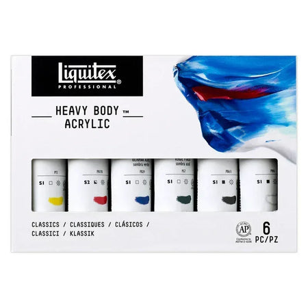 Professional Heavy Body Acrylic Paint, Classic Colors, 59 mL, Set of 6