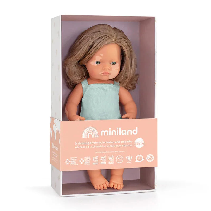 Anatomically Correct 15" Baby Doll, Caucasian Blonde Girl with Vitiligo