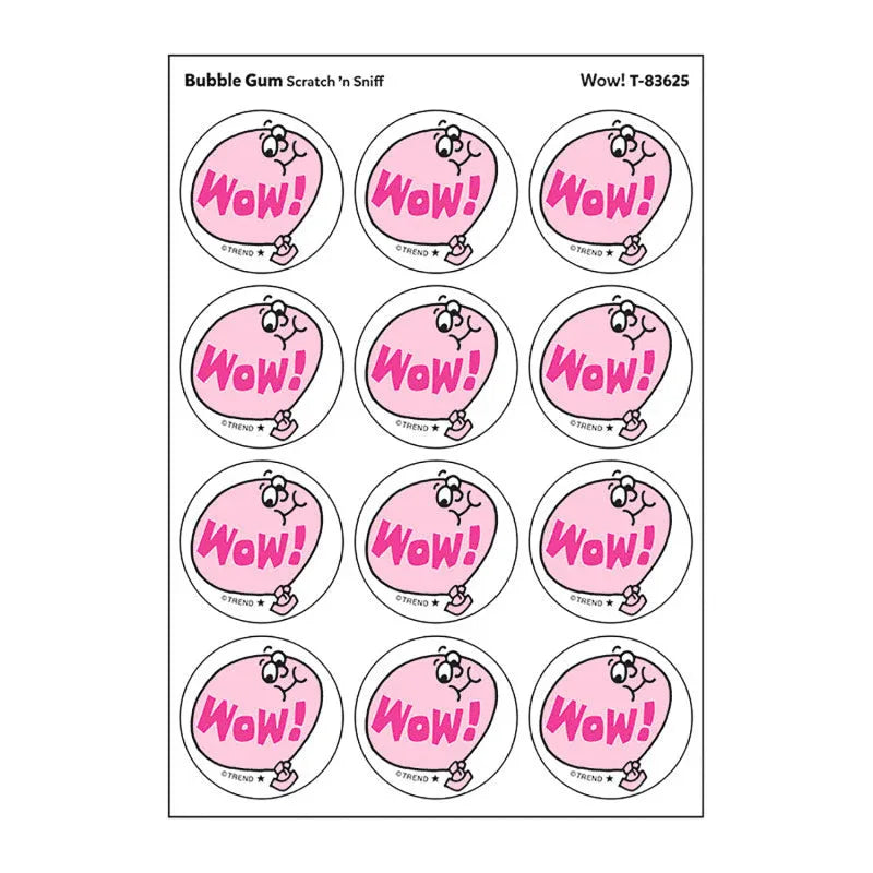 Wow!/Bubble Gum Scented Stickers, Pack of 24