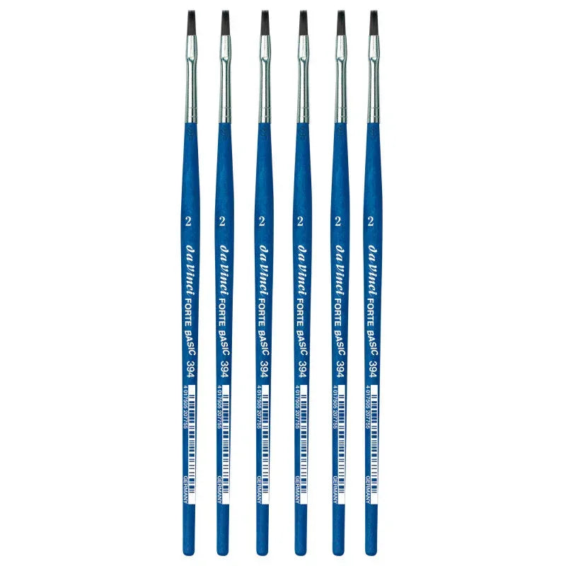 FORTE BASIC Student Brush, Synthetic, Acrylic, Flat, Series 394, Size 2, Pack of 6