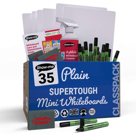 Classpack of 35 x Plain/Plain SUPERTOUGH Lapboards, with Pens, Erasers, Cleaner