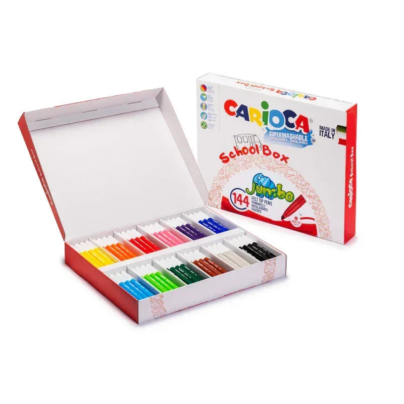 Jumbo Maxi Tip Felt Tip Washable Pens School Box - 144 Pieces