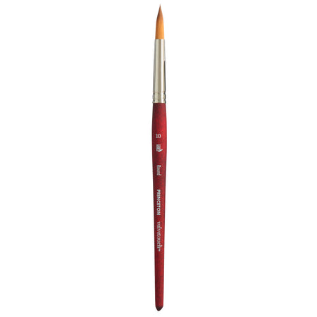 Velvetouch Round Brush, Synthetic Bristles, Short Handle Mixed Media Paintbrush, Scarlet, Size 10, 1 Count