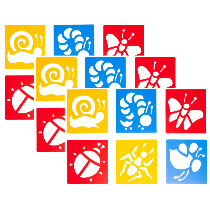 Bug Stencils, Plastic, 6 Count, Pack of 3