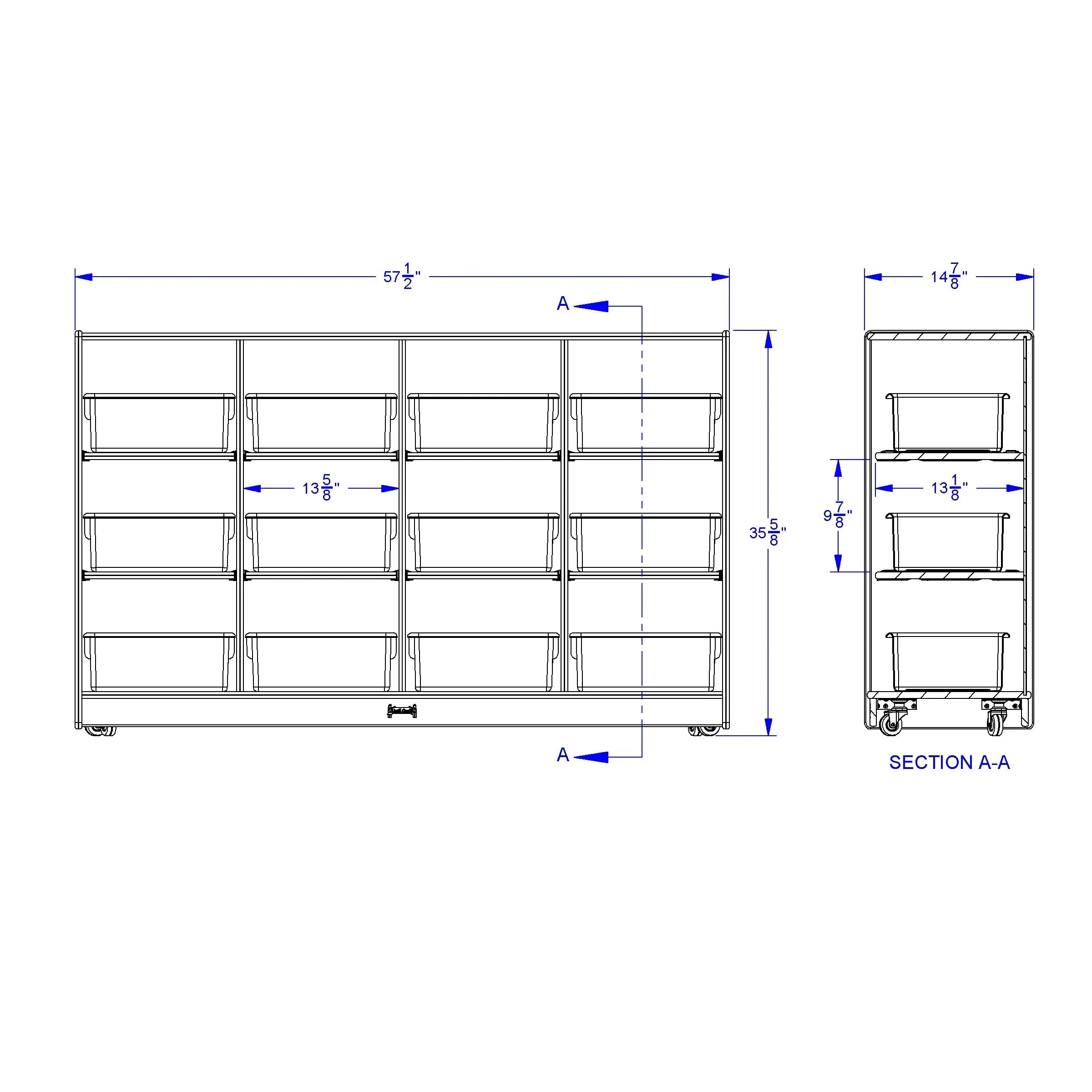 Jonti-Craft® 12 Tub Large Mobile Unit - with Clear Tubs