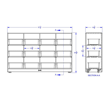 Jonti-Craft® 12 Tub Large Mobile Unit - with Colored Tubs