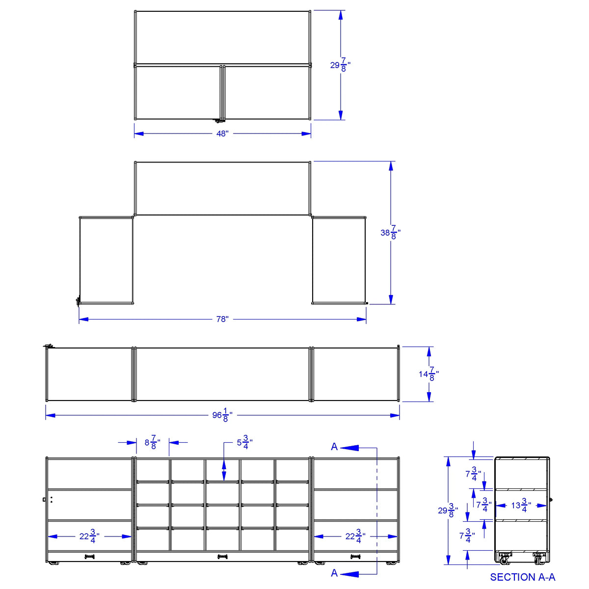 Jonti-Craft® 20 Cubbie-Tray Triple Fold-n-Lock - with Clear Trays