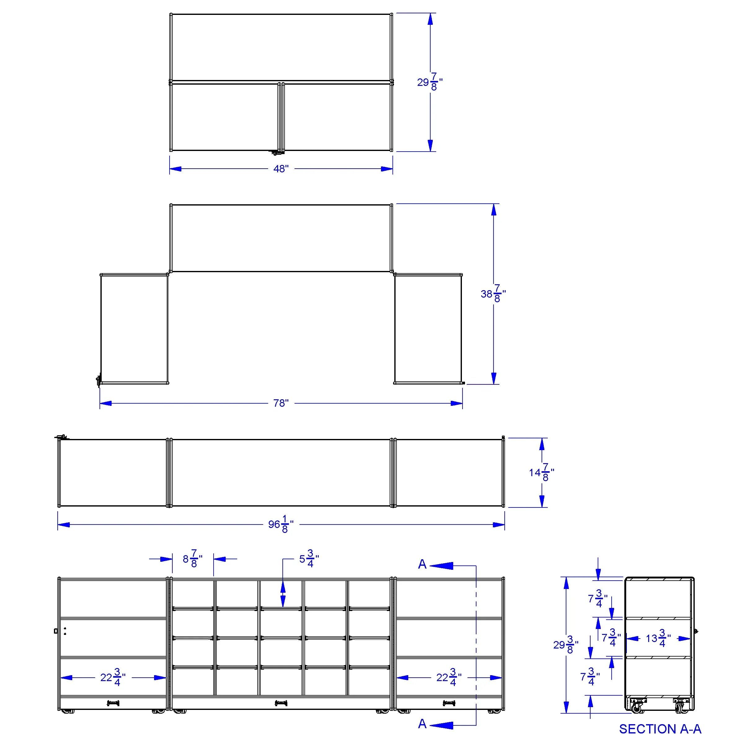 Jonti-Craft® 20 Cubbie-Tray Triple Fold-n-Lock - with Clear Trays