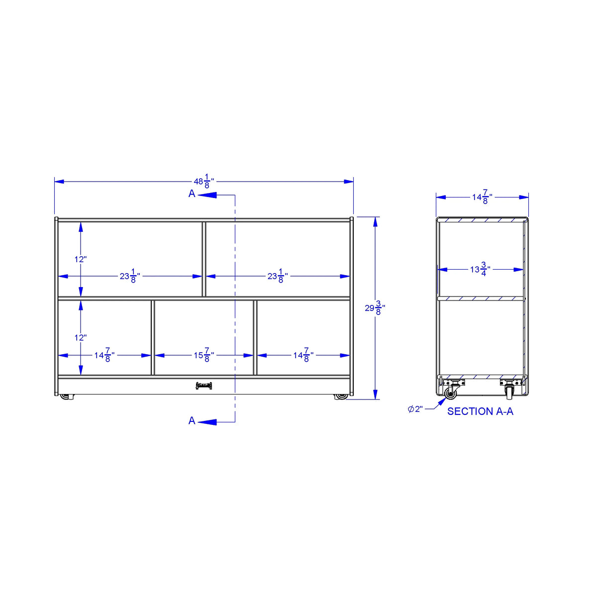 Rainbow Accents® Low Single Mobile Storage Unit - Navy