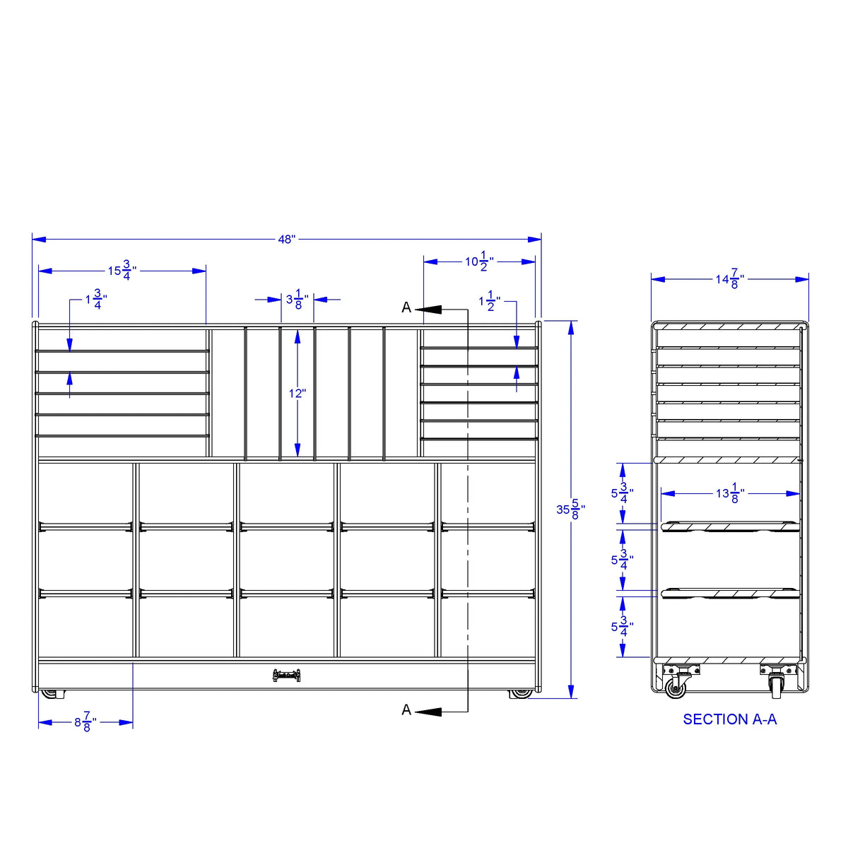 Jonti-Craft® Sectional Cubbie-Tray Mobile Unit - without Trays - Plywood Back