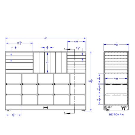 Jonti-Craft® Sectional Cubbie-Tray Mobile Unit - without Trays - Plywood Back