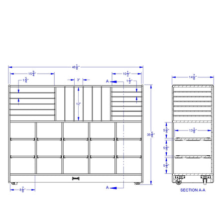 Rainbow Accents® Sectional Cubbie-Tray Mobile Unit - without Trays - Teal