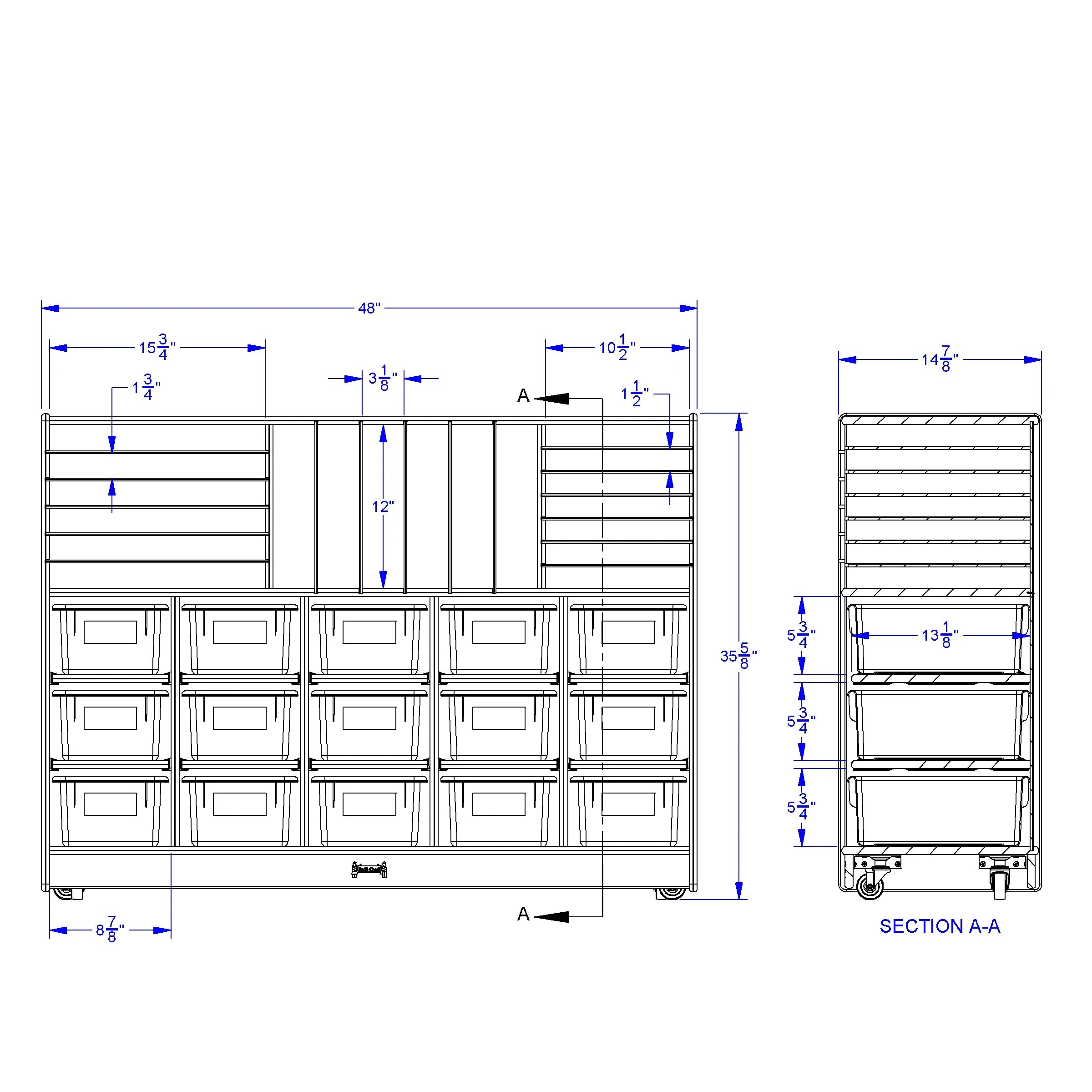 Jonti-Craft® Sectional Cubbie-Tray Mobile Unit - with Clear Trays - Plywood Back
