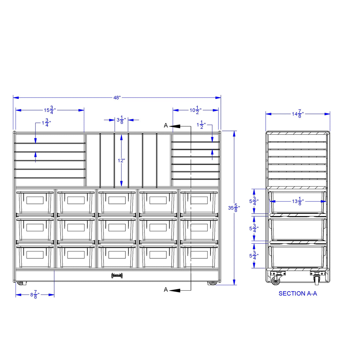 Rainbow Accents® Sectional Cubbie-Tray Mobile Unit - with Trays - Purple