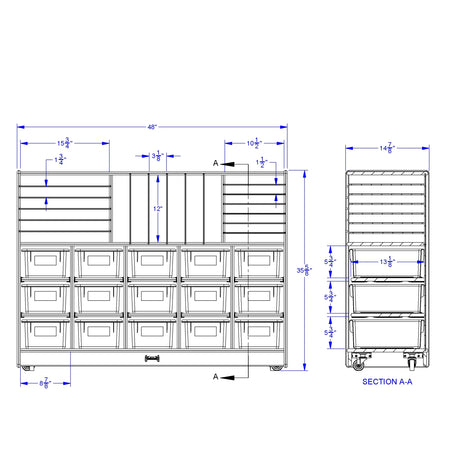 Rainbow Accents® Sectional Cubbie-Tray Mobile Unit - with Trays - Purple
